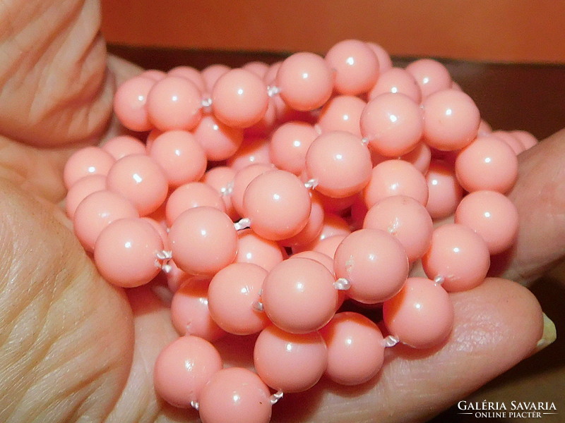 Powder pink individually knotted extra long bijou bead string 122 cm