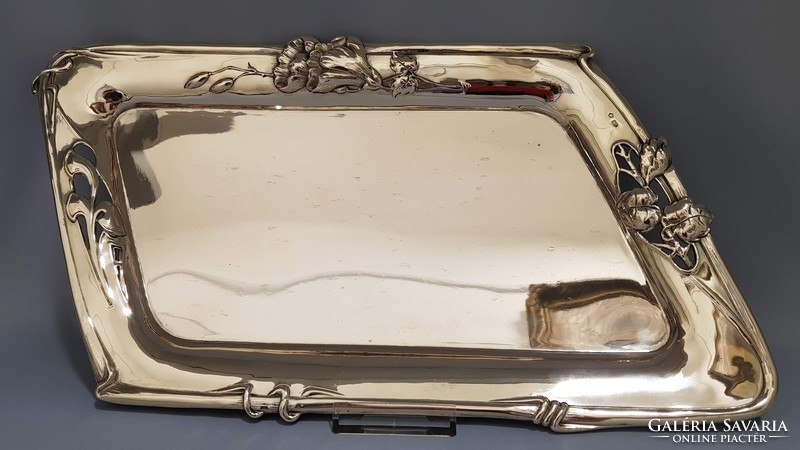 Antique Art Nouveau silver tray