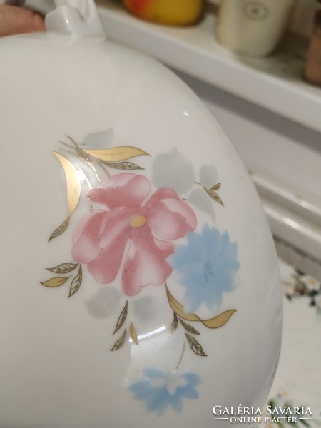 Porcelain painted soup bowl with lid for sale!