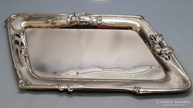 Antique Art Nouveau silver tray