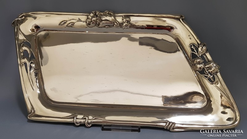 Antique Art Nouveau silver tray