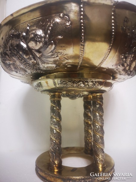 Hatalmas aranyozott antik ezüst kínáló Rosenau Ausburg Nürnberg
