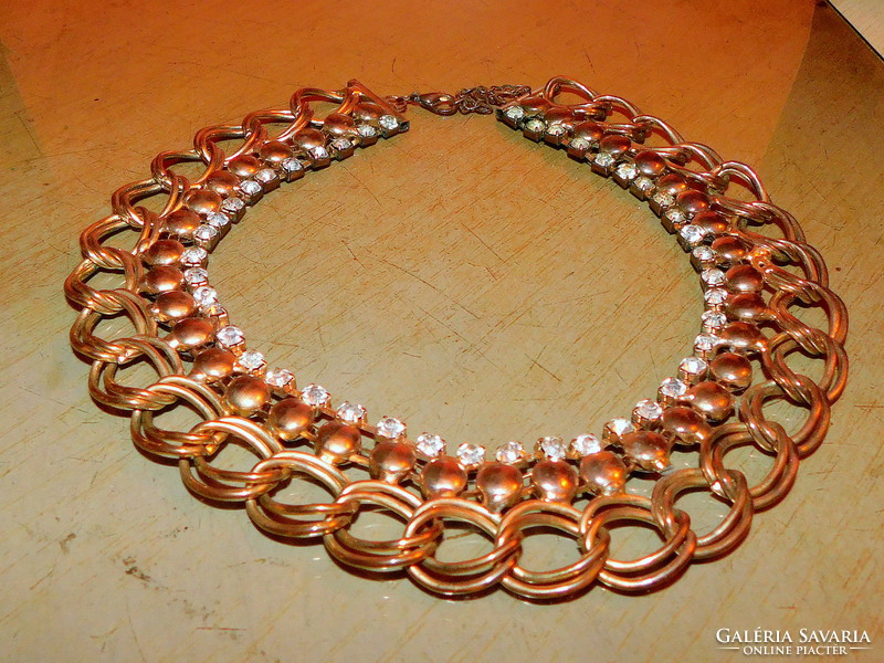 Prestigious crystal copper vintage necklace- old piece