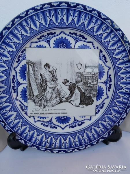 Beautiful rare faience royal doulton england english 26.5 cm diameter scene flat plate