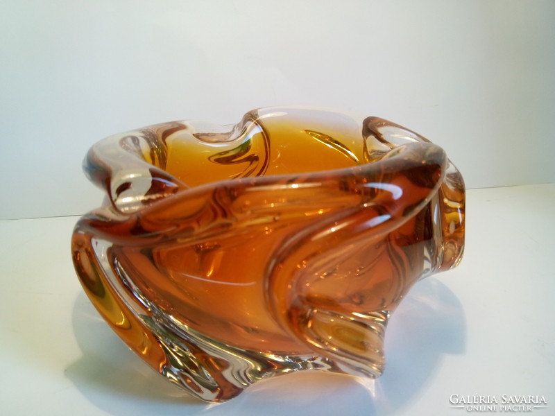 Czech thick-walled glass candy dispenser or ashtray