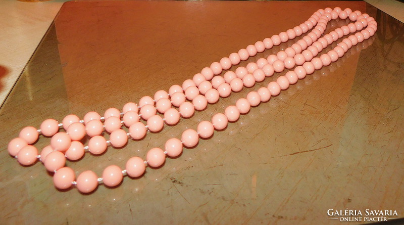 Púder Rózsaszínű Egyenként Csomózott Extra hosszú Bijou Gyöngysor 122 cm-es