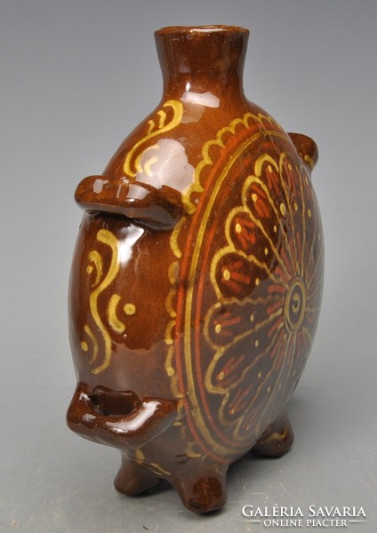 Glazed tile bottle in Hódmezővásárhely. 21Cm.