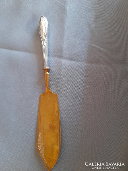 Cake knife with silver handle