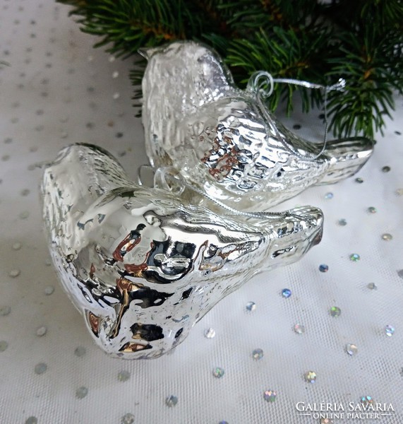 Glass Christmas tree ornament bird 11cm 2pcs each