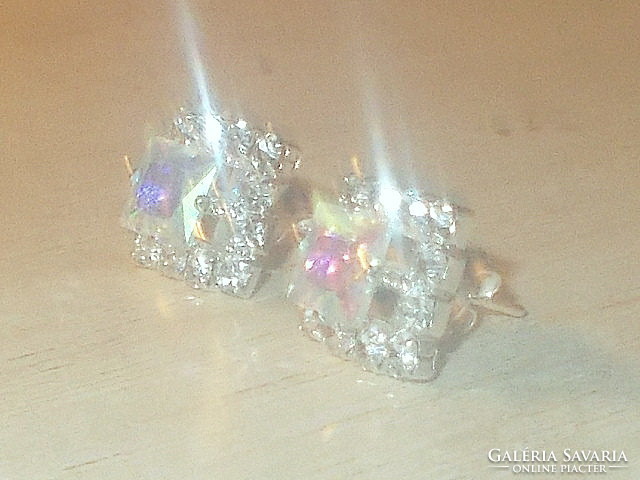 Aurora borealis northern light white gold gold filled earrings