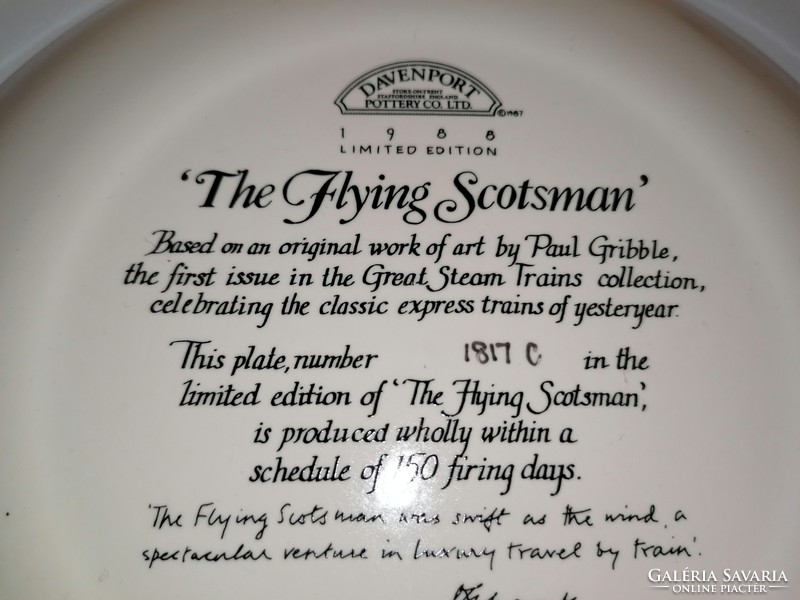 BRADEX FLYING SCOTSMAN VONATOS DÍSZTÁNYÉR 1988.