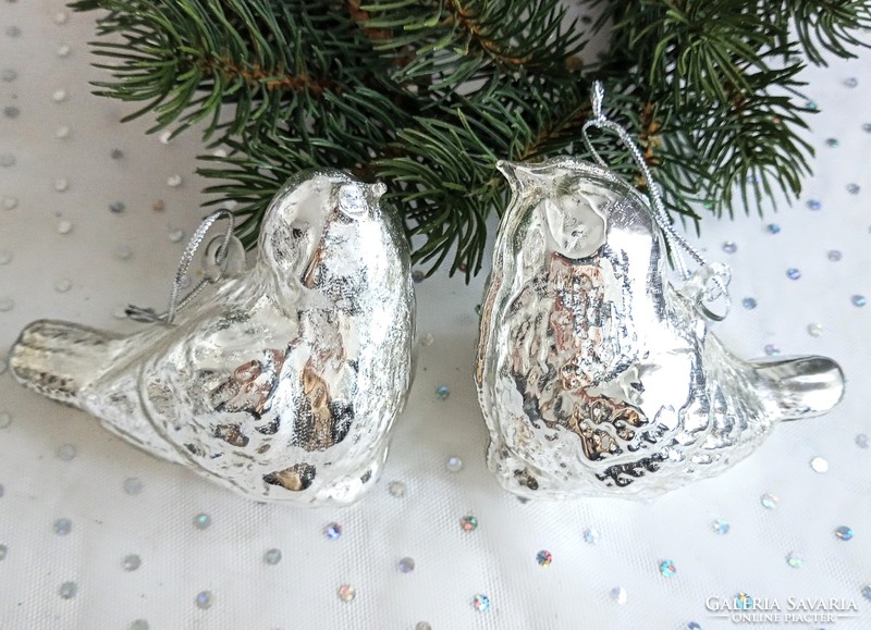 Glass Christmas tree ornament bird 11cm 2pcs each