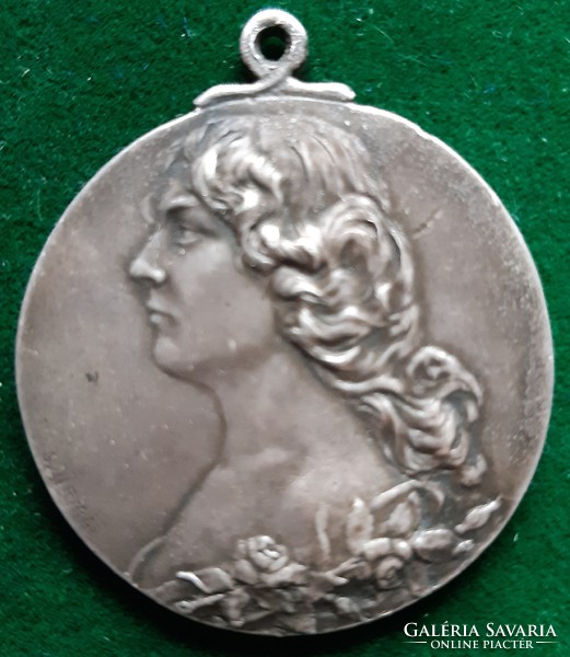 Antirm Szirmay (1871-1938): bust of a woman, pendant, medal, plaque, art nouveau