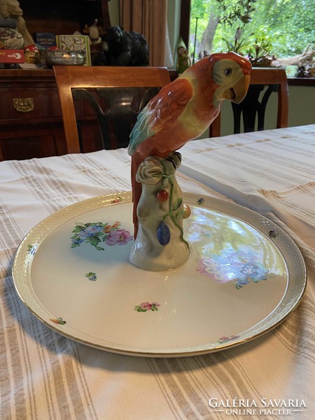 Herendi papagájos kínáló, asztalközép, 25x37 cm