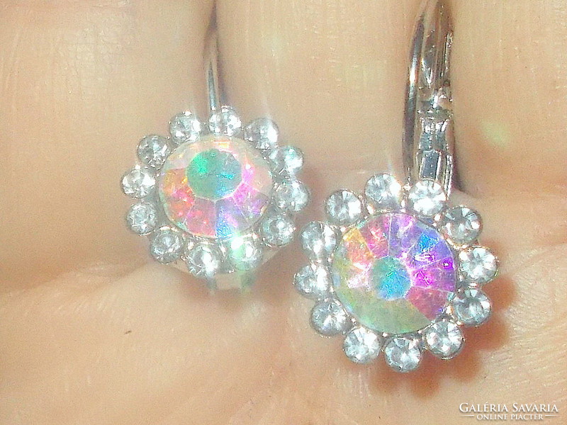 Aurora borealis- northern light flower tibetan silver earrings