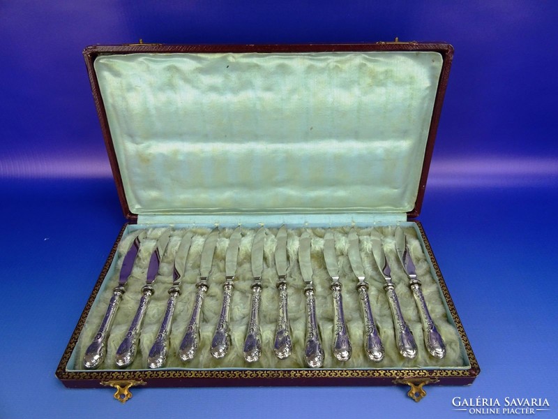 0D824 Art Nouveau silver cake knife set 12 pcs