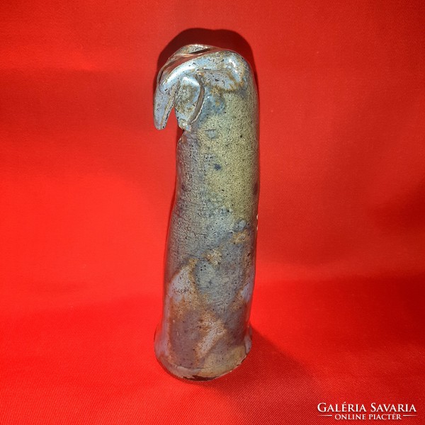 Abstract ceramic sculpture, coated with eosin glaze, modern figure