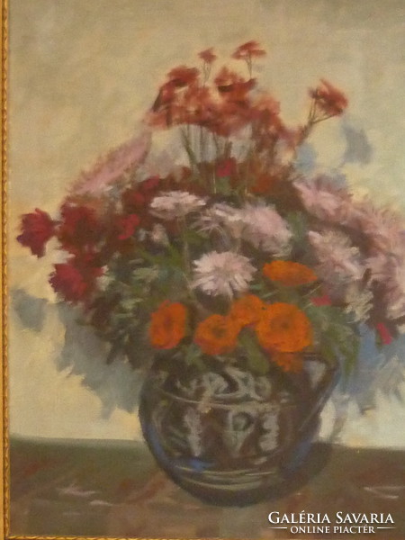 Autumn dénes for sale: oil canvas painting entitled Still Life with Flowers