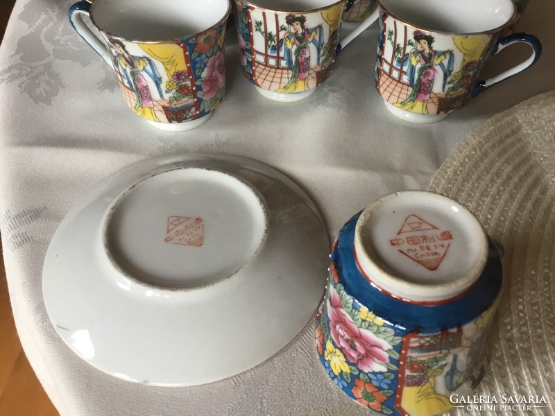 Chinese coffee, coffee cups, small plate. 6 pcs