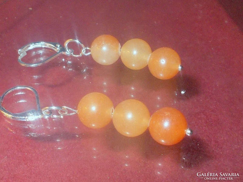 Orange coral pearl earrings