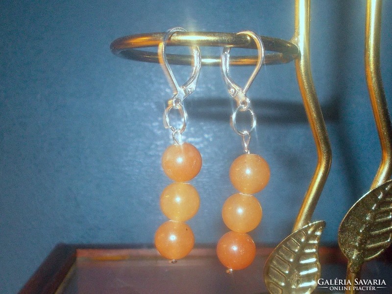 Orange coral pearl earrings