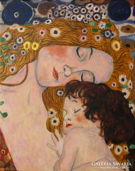 Moona: motherhood (copy of Klimt's painting) original oil painting