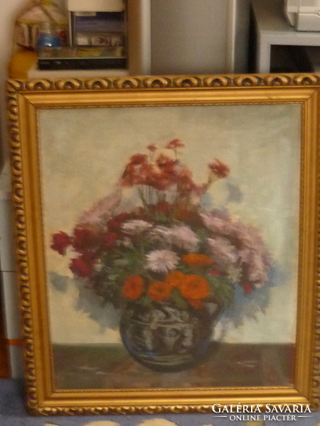 Autumn dénes for sale: oil canvas painting entitled Still Life with Flowers