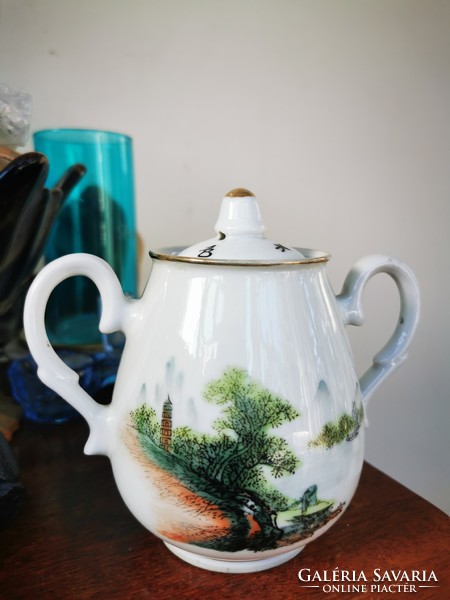 Old scenic Chinese sugar bowl