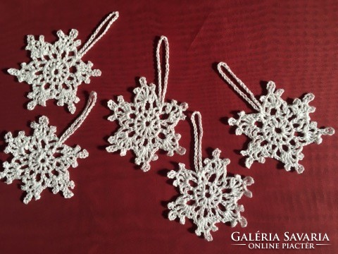 Crochet snowflakes Christmas tree decoration / set of 5