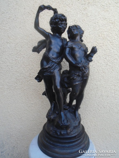 Really serious Italian double masterpiece 57 cm high pedestal 23 cm weighs about 10 kg