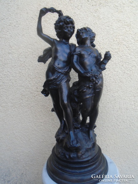 Really serious Italian double masterpiece 57 cm high pedestal 23 cm weighs about 10 kg