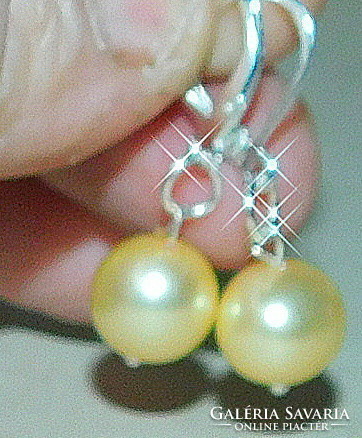 Gold cream yellow luster shell pearl pearl earrings 2021 fashion color: yellow