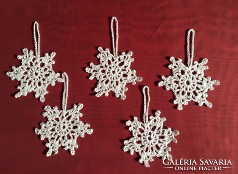 Crochet snowflakes Christmas tree decoration / set of 5