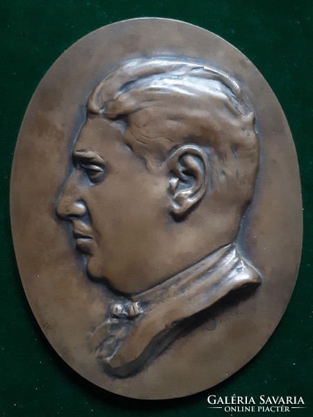 János Sóváry: male portrait, bronze relief, relief