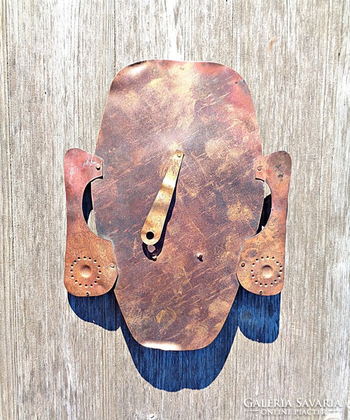 Retro mixed media copper head wall decoration