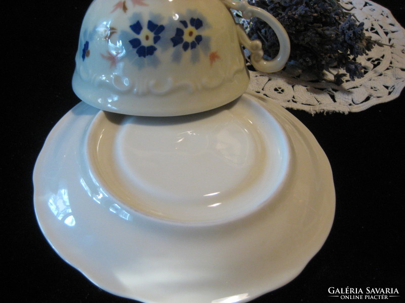 Zsolnay  teás  csésze  / hajszálrepedéssel - utolsó fotó / / szép fehér  alátéttel