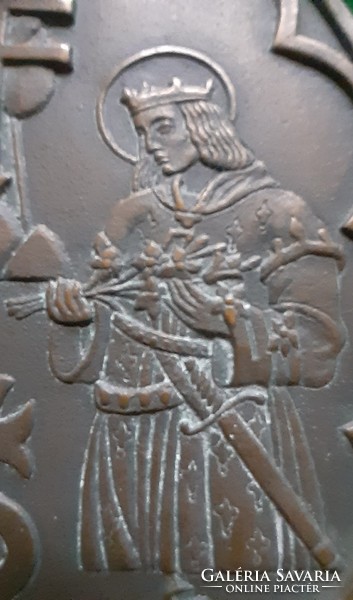 Benő Gábor Pogány: st. István, St. Imre and st. Elizabeth, pair of bronze plaques, 14 cm