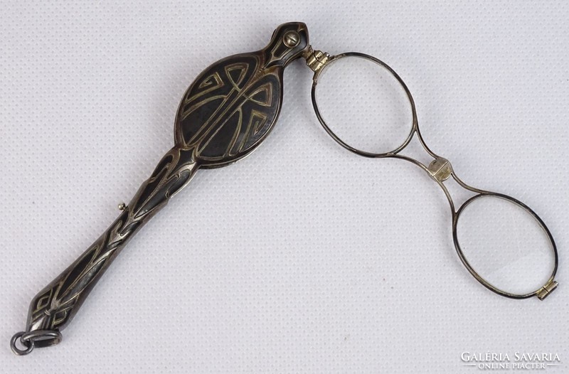 0J785 Antik szecessziós ezüst lornyon szemüveg