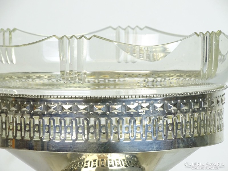 0C712 antique silver openwork tableware serving bowl
