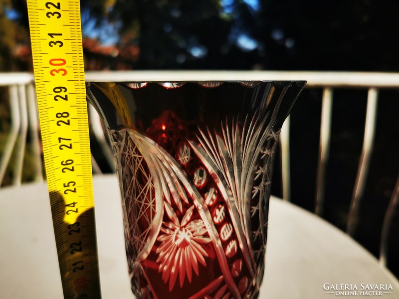 Antique ruby crystal Römer vase