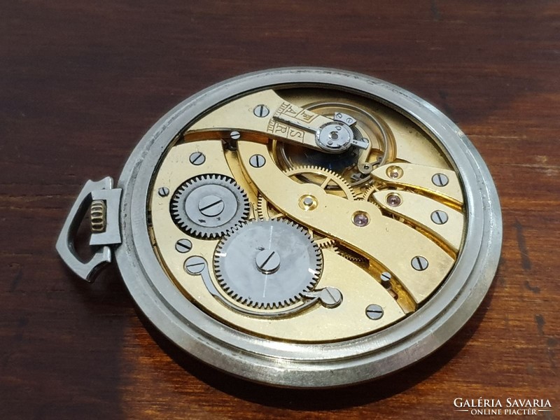 Art deco steel case eterna pocket watch with its own structure