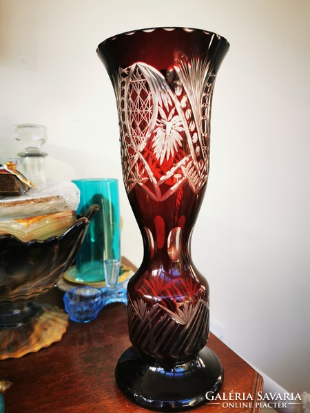 Antique ruby crystal Römer vase