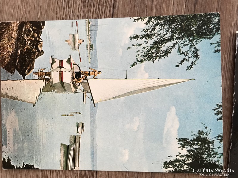 Lots of Balaton themed postcards with sailboats, sails, Siófok, etc.