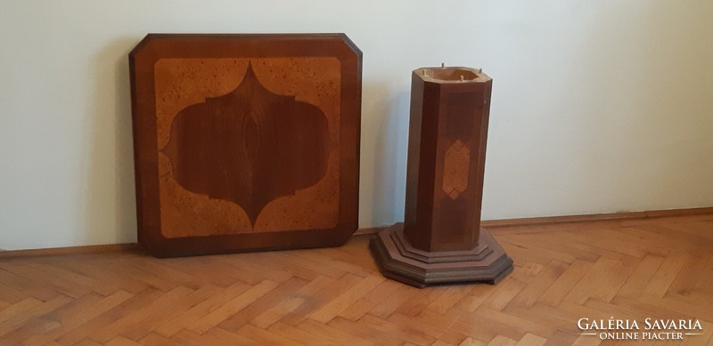 Beautiful inlaid nearly 100 year old on a columned square table