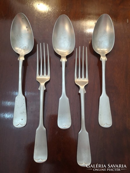 Antique, Berndorf alpaca spoons, forks 5 pcs
