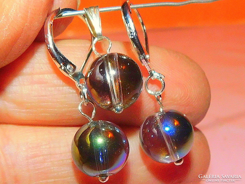 Murano glass sphere earrings and pendant set
