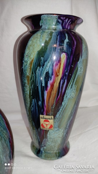 Mid Century Scheurich kerámia jelzett váza csoport három darab együtt