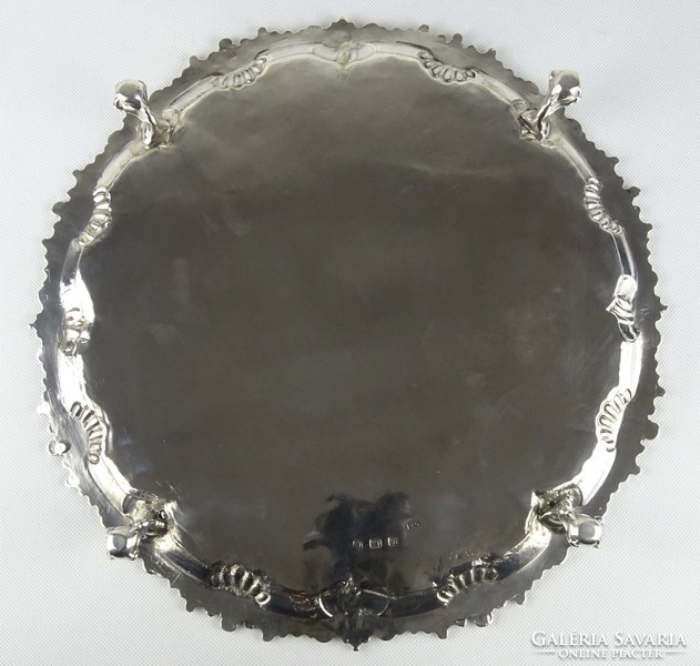 0U128 antique sterling silver tray 1050g 1763