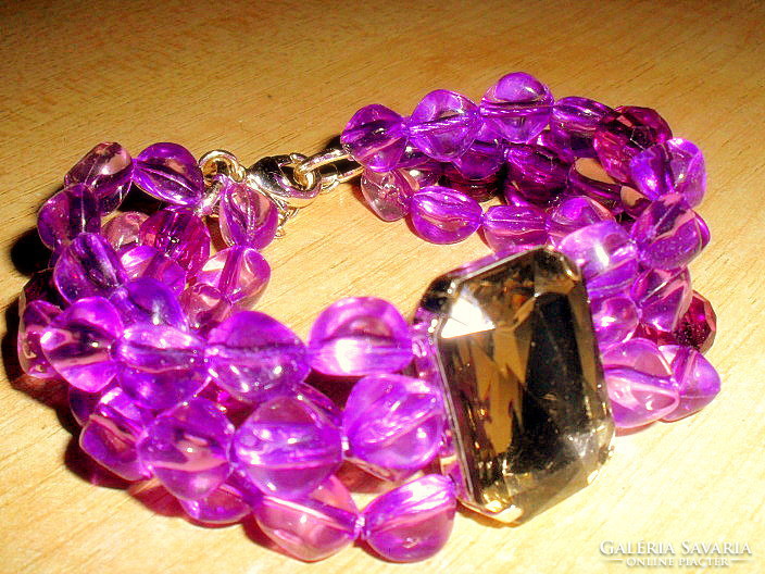 Amethyst luster olivine crystal 4-row Tibetan silver vintage bracelet