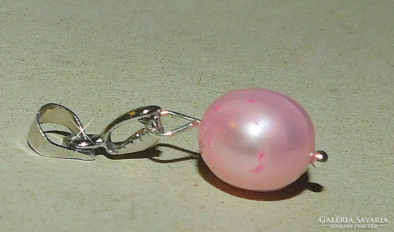Rózsaszínű Tenyésztett Valódi Gyöngy Medál 18KGP